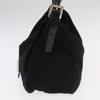 FENDI Mamma Baguette Shoulder Bag Nylon Black Silver106524