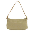 FENDI Zucchino Canvas Mamma Baguette Shoulder Bag Beige Silver106527