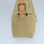FENDI Zucchino Canvas Mamma Baguette Shoulder Bag Beige Silver106527