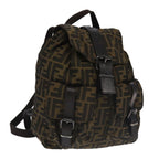 FENDI Zucca Canvas Backpack Brown Black Gold106544
