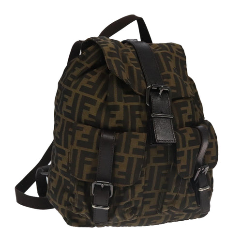 FENDI Zucca Canvas Backpack Brown Black Gold106544