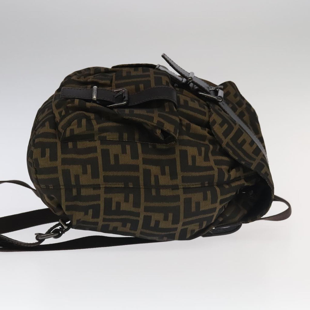 FENDI Zucca Canvas Backpack Brown Black Gold106544