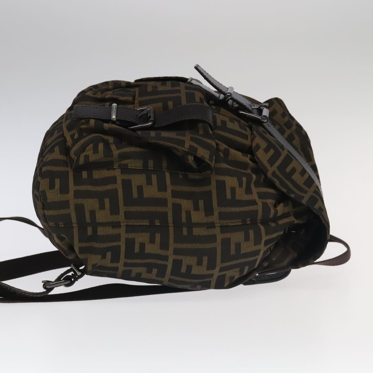FENDI Zucca Canvas Backpack Brown Black Gold106544