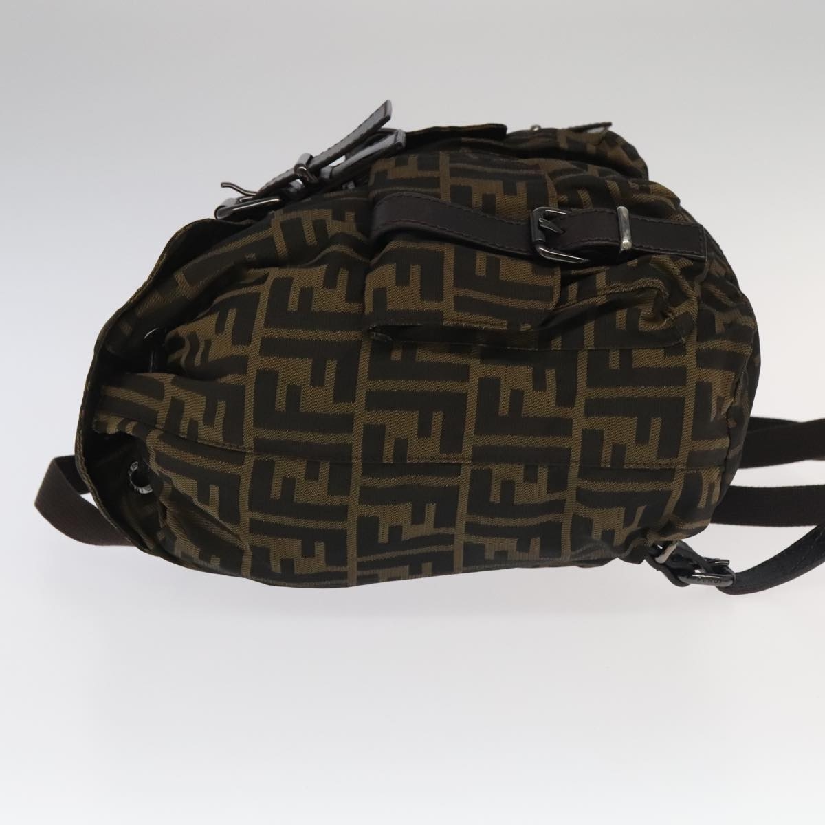 FENDI Zucca Canvas Backpack Brown Black Gold106544