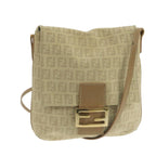 FENDI Zucchino Canvas Shoulder Bag Beige106561