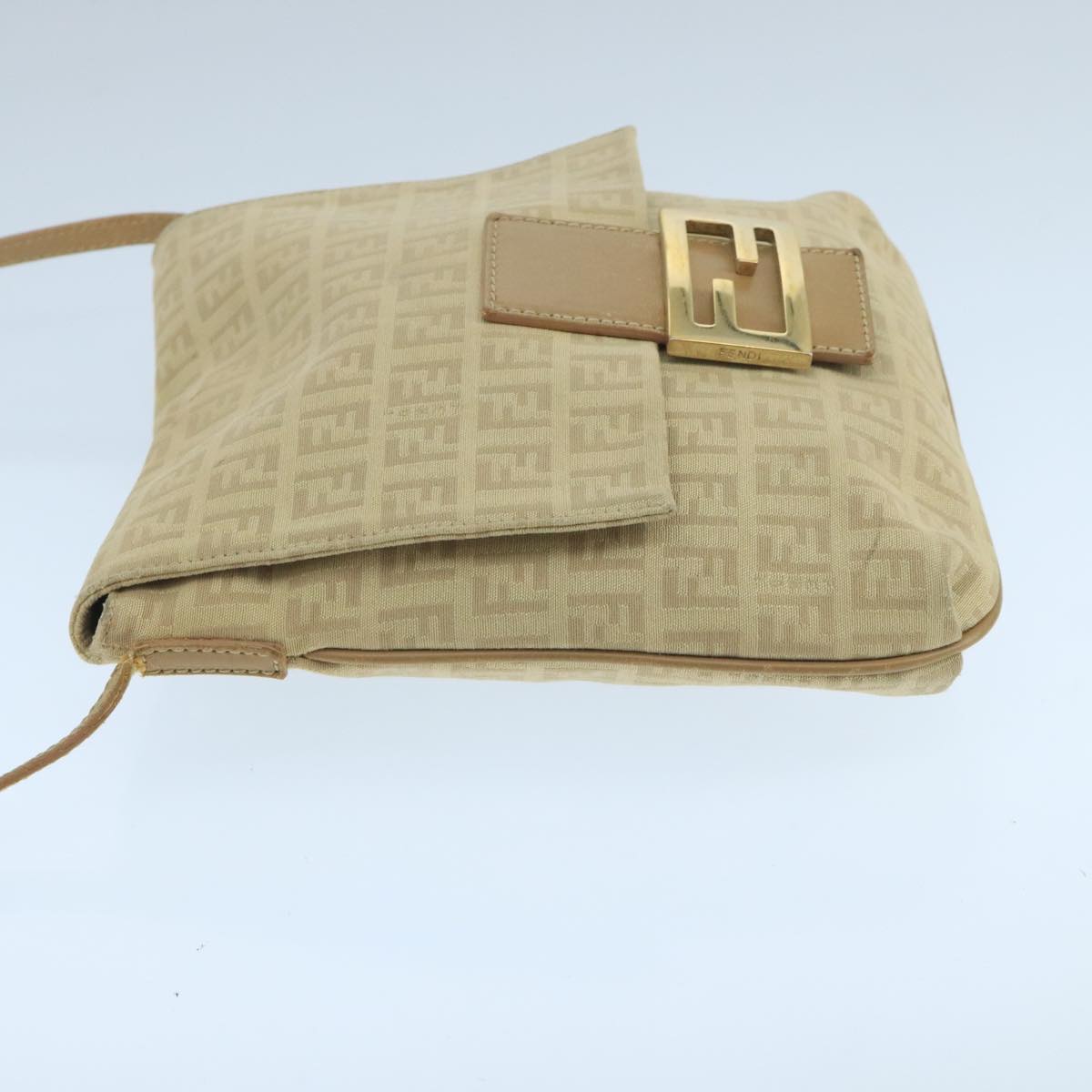 FENDI Zucchino Canvas Shoulder Bag Beige106561