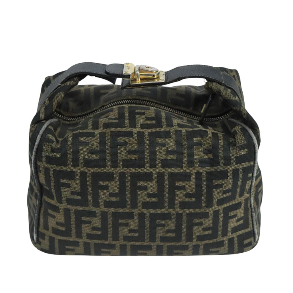 FENDI Zucca Canvas Vanity Pouch Brown Black106597