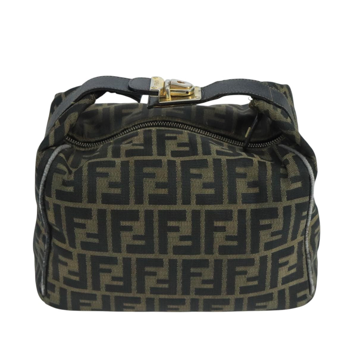 FENDI Zucca Canvas Vanity Pouch Brown Black106597