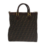 FENDI Zucca Canvas Hand Bag 2way Brown Black106633