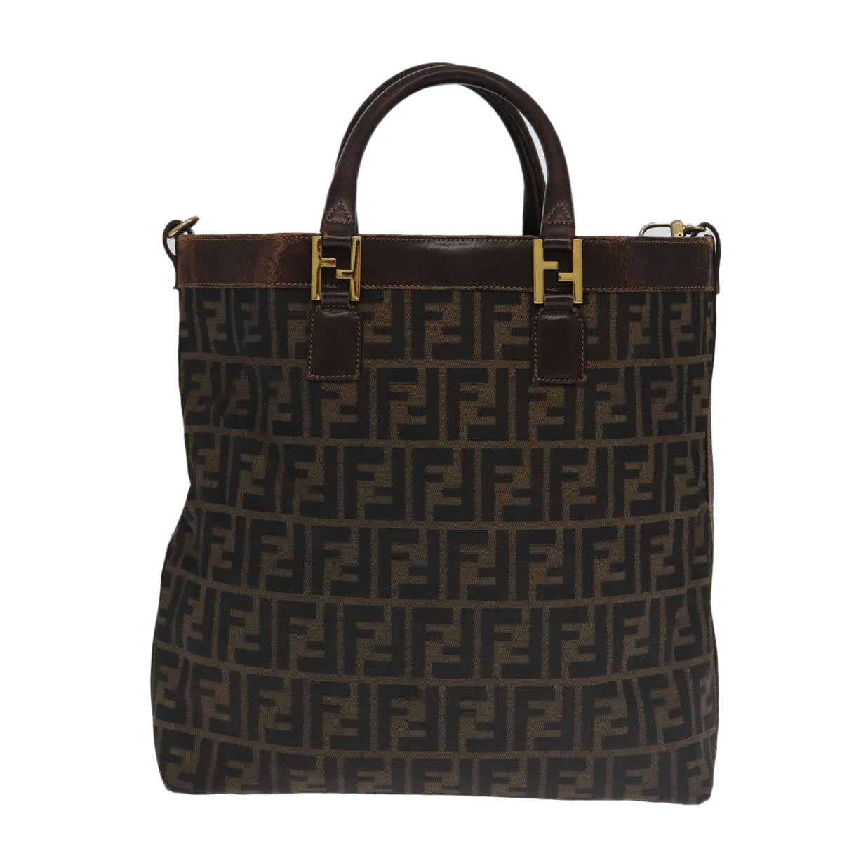 FENDI Zucca Canvas Hand Bag 2way Brown Black106633