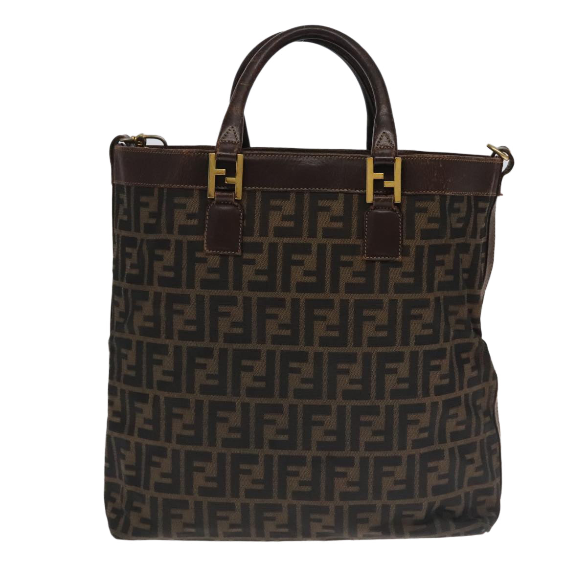 FENDI Zucca Canvas Hand Bag 2way Brown Black106633