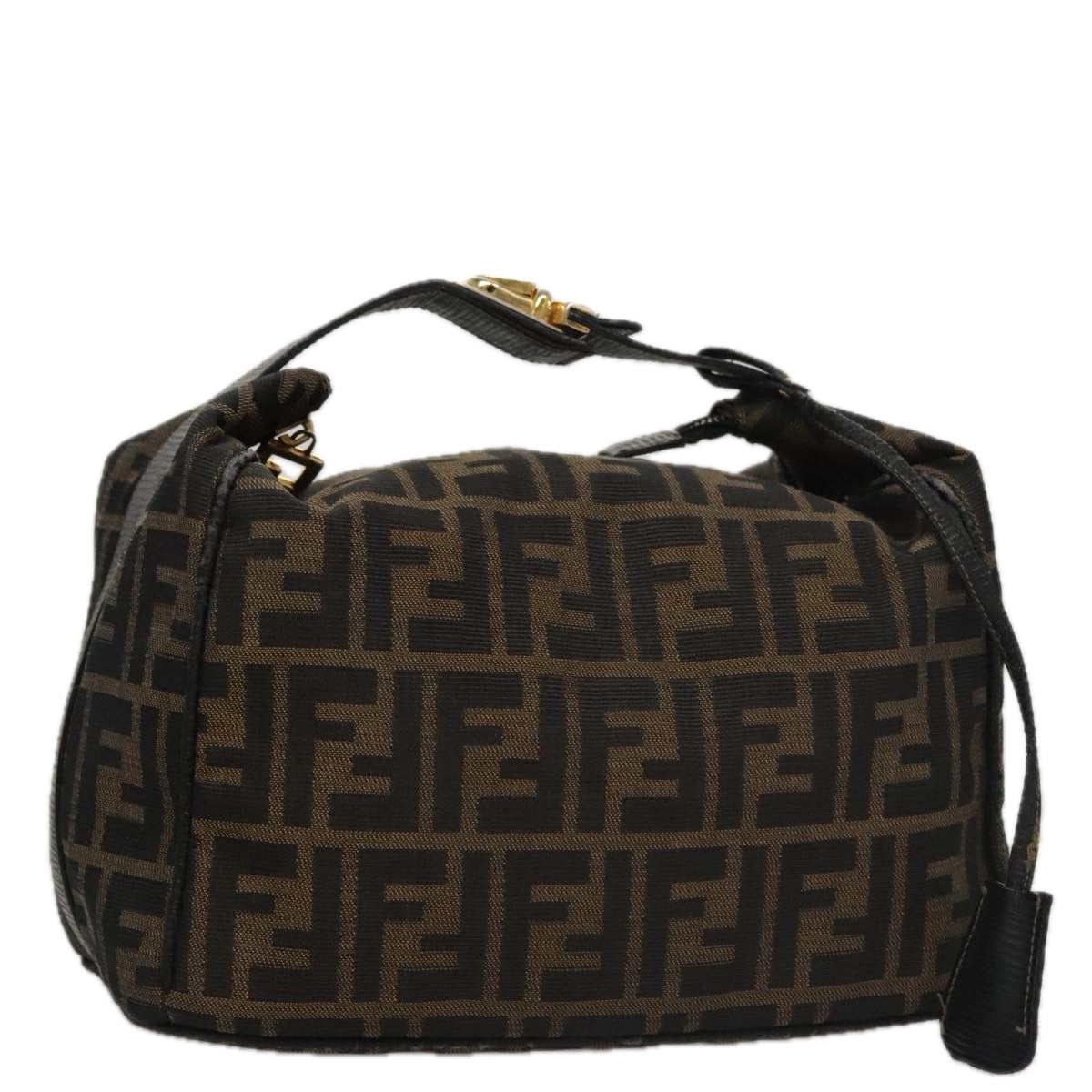 FENDI Zucca Canvas Vanity Pouch Brown Black Gold106699