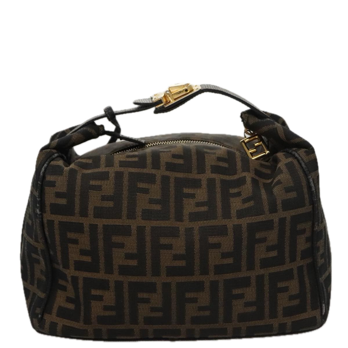 FENDI Zucca Canvas Vanity Pouch Brown Black Gold106699