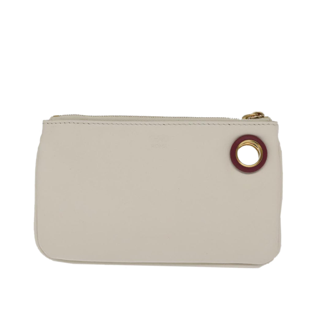 FENDI Triplet Clutch Bag Leather Brown Purple gold106719