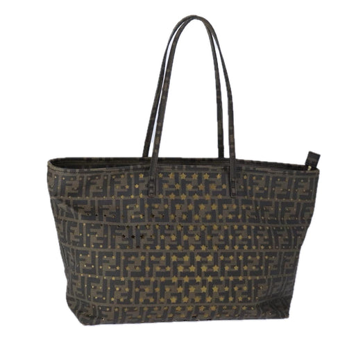 FENDI Zucca Canvas Tote Bag PVC Brown Black Gold106827