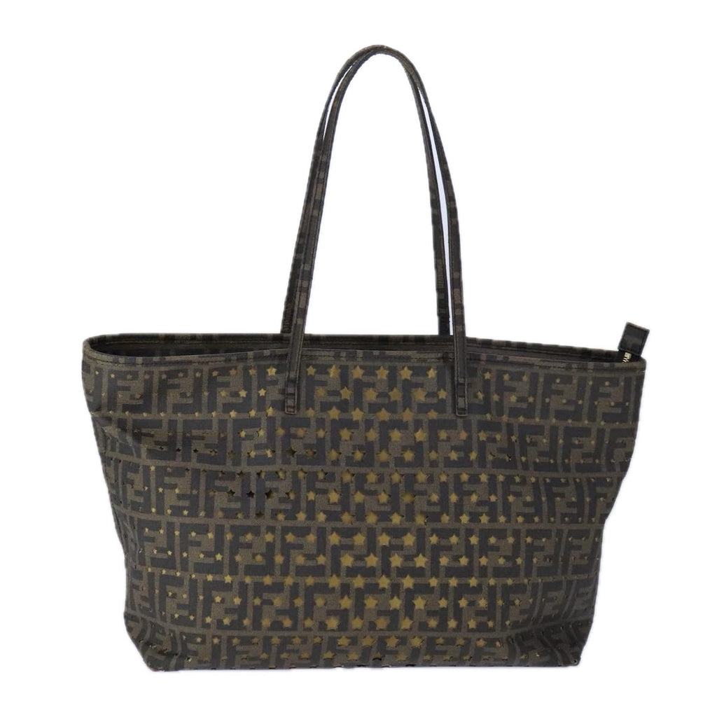 FENDI Zucca Canvas Tote Bag PVC Brown Black Gold106827
