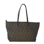 FENDI Zucca Canvas Tote Bag PVC Brown Black Gold106827