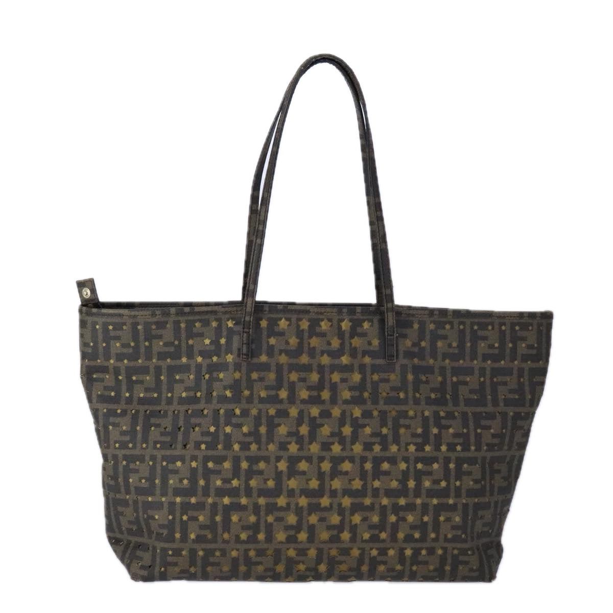 FENDI Zucca Canvas Tote Bag PVC Brown Black Gold106827