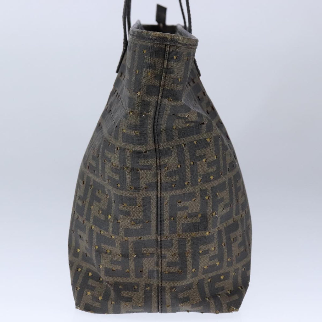 FENDI Zucca Canvas Tote Bag PVC Brown Black Gold106827