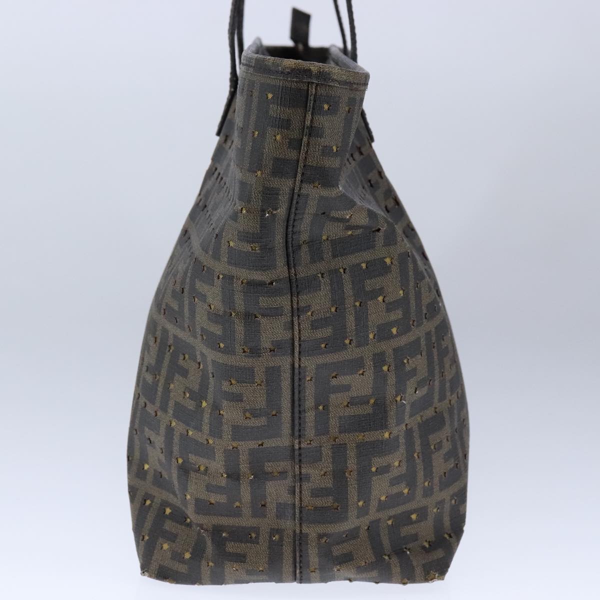 FENDI Zucca Canvas Tote Bag PVC Brown Black Gold106827