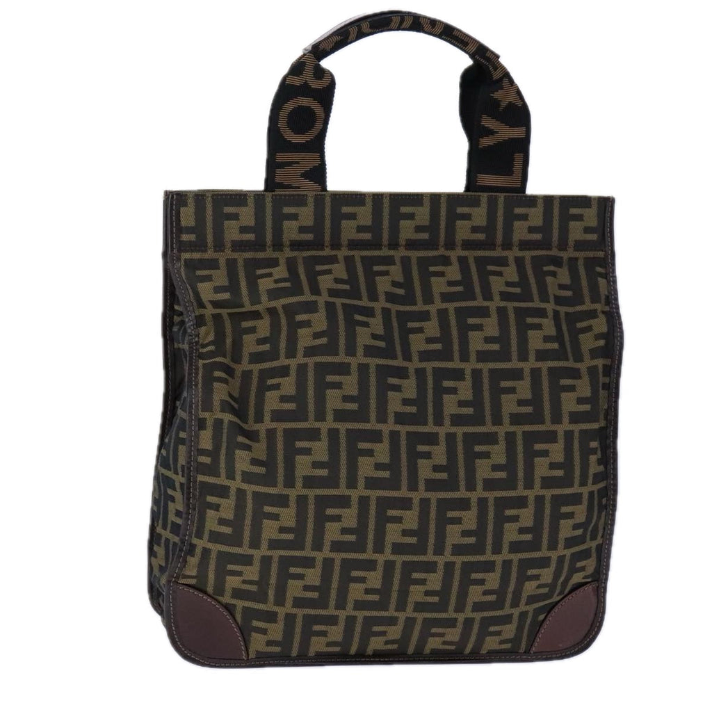 FENDI Zucca Canvas Tote Bag Brown Black Silver106828