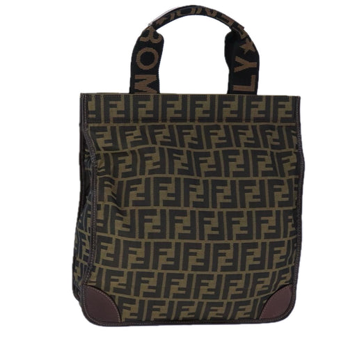 FENDI Zucca Canvas Tote Bag Brown Black Silver106828