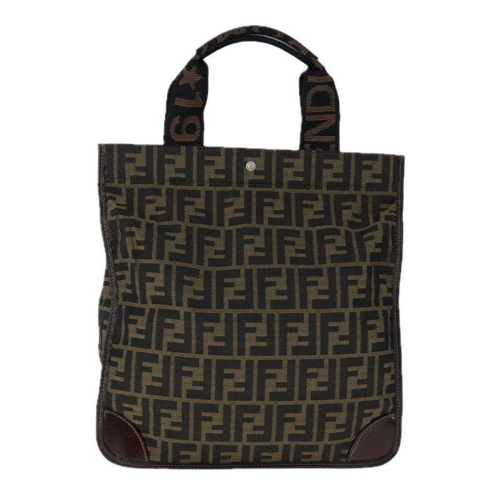 FENDI Zucca Canvas Tote Bag Brown Black Silver106828