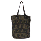 FENDI Zucca Canvas Tote Bag Brown Black Silver106829
