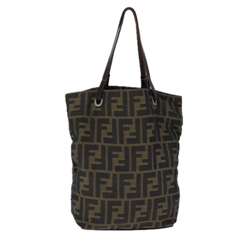 FENDI Zucca Canvas Tote Bag Brown Black Silver106829