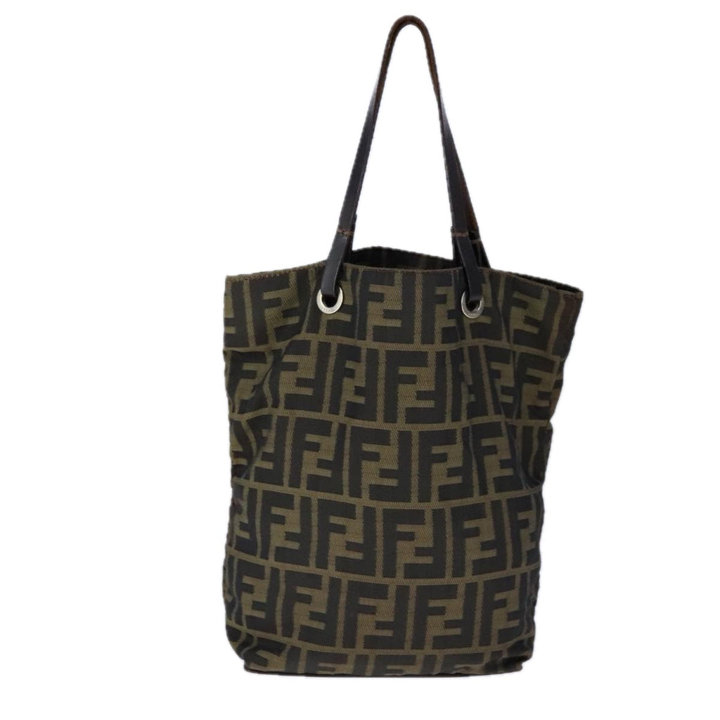 FENDI Zucca Canvas Tote Bag Brown Black Silver106829