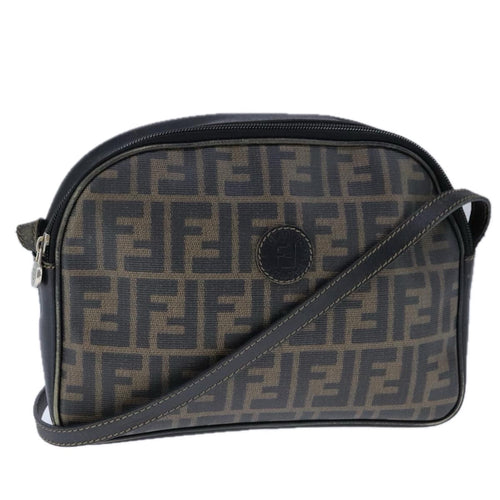 FENDI Zucca Canvas Shoulder Bag PVC Khaki Black Gold106832
