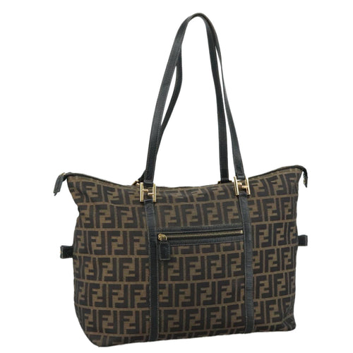 FENDI Zucca Canvas Shoulder Bag Brown Black106963