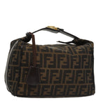 FENDI Zucca Canvas Vanity Pouch Brown Black gold107233