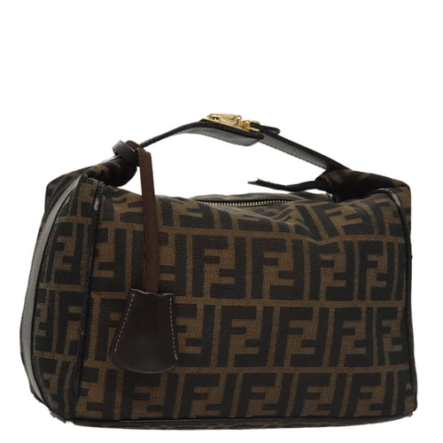 FENDI Zucca Canvas Vanity Pouch Brown Black gold107233