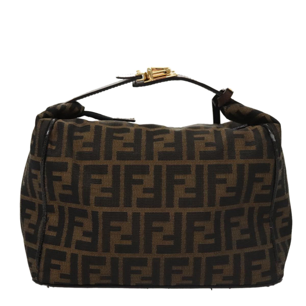 FENDI Zucca Canvas Vanity Pouch Brown Black gold107233