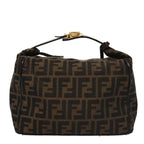 FENDI Zucca Canvas Vanity Pouch Brown Black gold107233