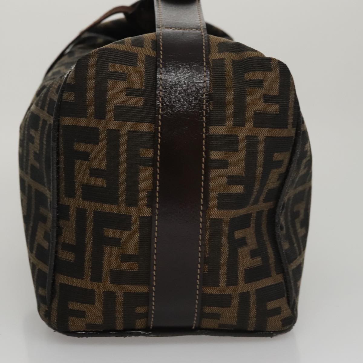 FENDI Zucca Canvas Vanity Pouch Brown Black gold107233