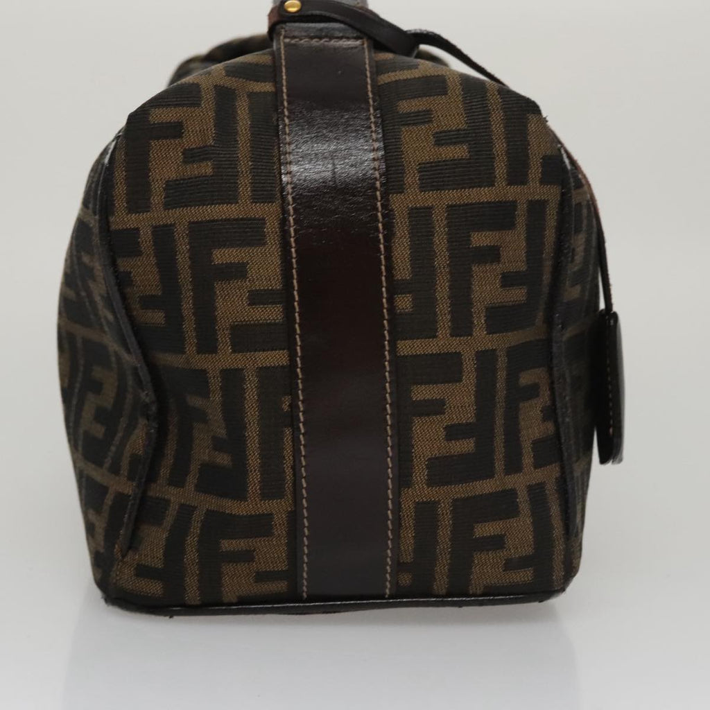 FENDI Zucca Canvas Vanity Pouch Brown Black gold107233