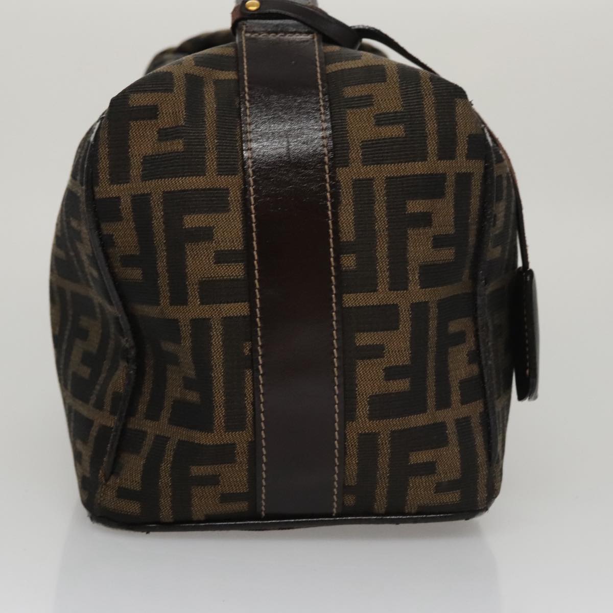 FENDI Zucca Canvas Vanity Pouch Brown Black gold107233