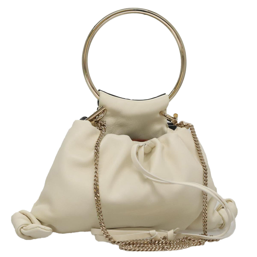 Chloe Arlin Hand Bag Leather 2way White Black 107511