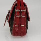 FENDI Zucca Canvas Shoulder Bag Brown Red107607