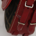 FENDI Zucca Canvas Shoulder Bag Brown Red107607