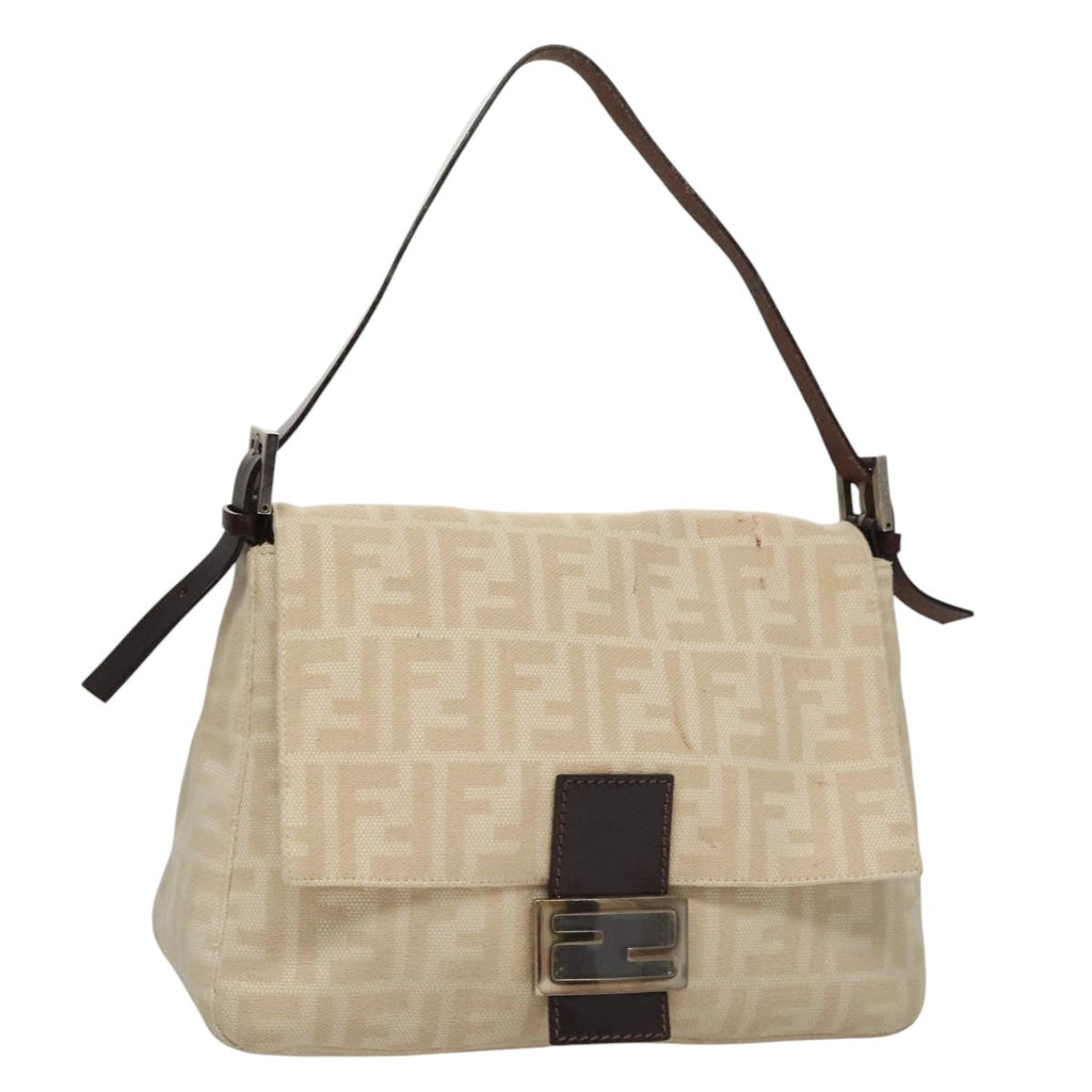 FENDI Zucca Canvas Mamma Baguette Shoulder Bag Beige107611