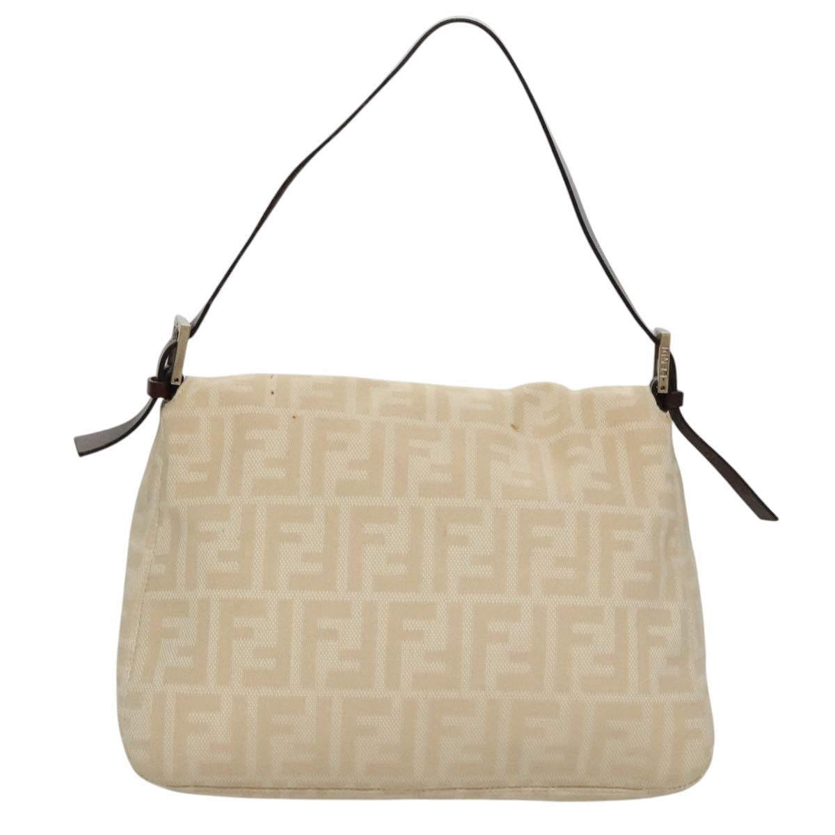 FENDI Zucca Canvas Mamma Baguette Shoulder Bag Beige107611