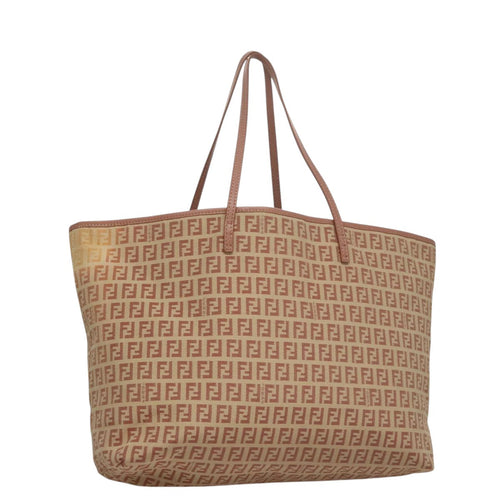 FENDI Zucchino Canvas Tote Bag Pink Beige107612