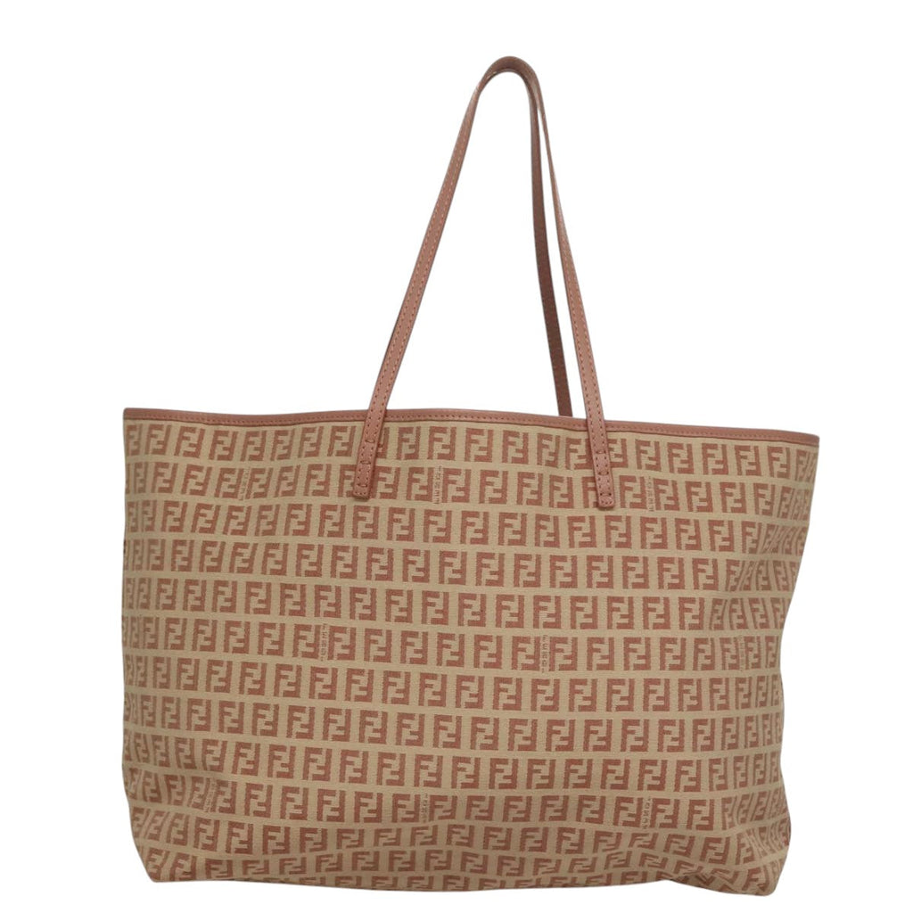 FENDI Zucchino Canvas Tote Bag Pink Beige107612