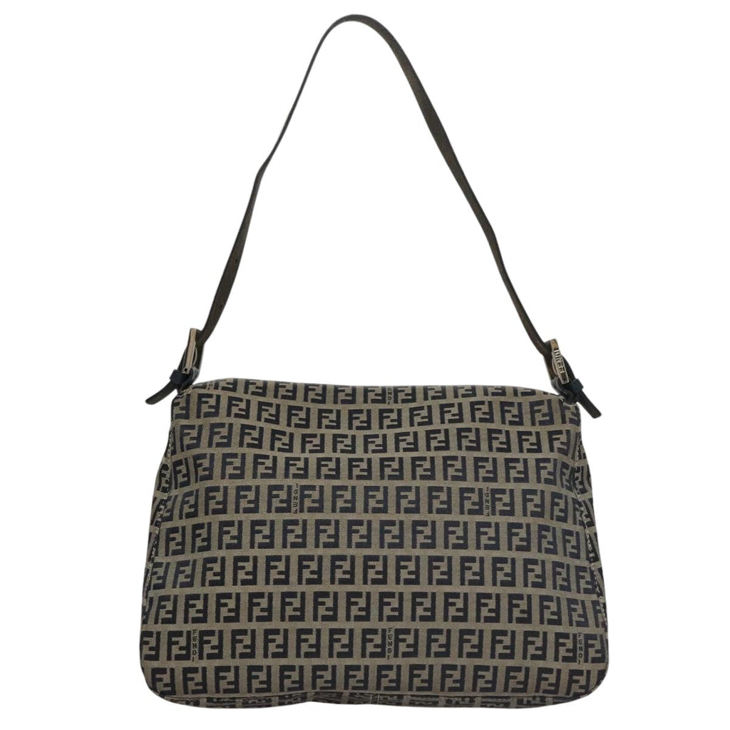 FENDI Zucchino Canvas Mamma Baguette Shoulder Bag Navy107613