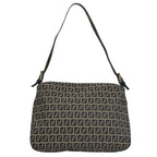 FENDI Zucchino Canvas Mamma Baguette Shoulder Bag Navy107613
