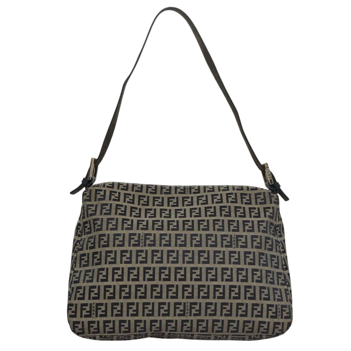 FENDI Zucchino Canvas Mamma Baguette Shoulder Bag Navy107613