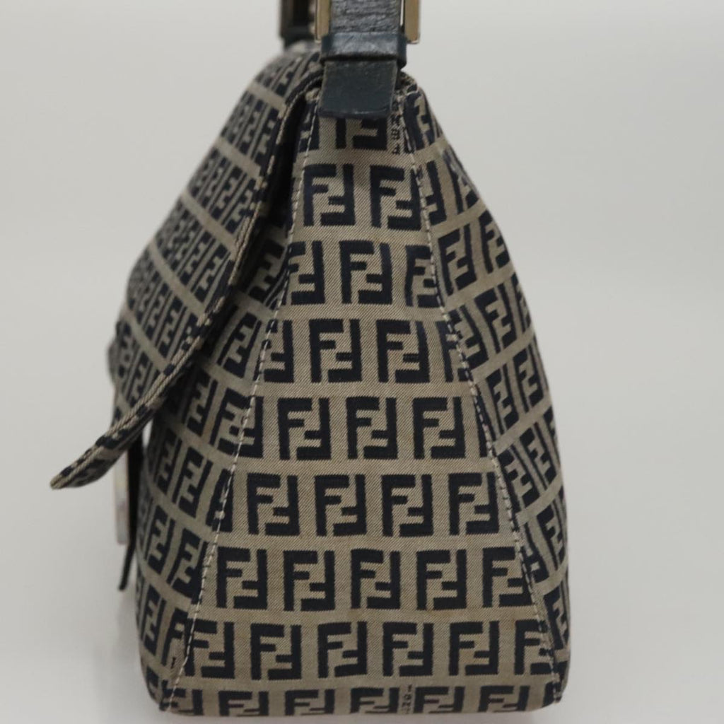 FENDI Zucchino Canvas Mamma Baguette Shoulder Bag Navy107613